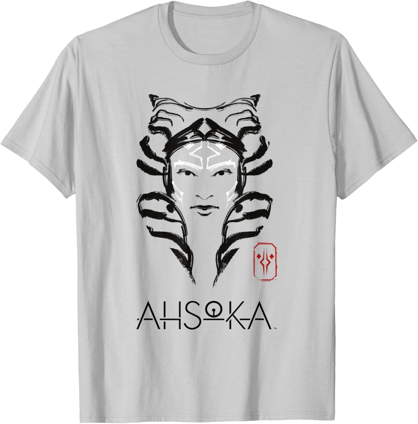 Star Wars: Ahsoka Minimalist Face Portrait T-Shirt - T-Shirt | Ash