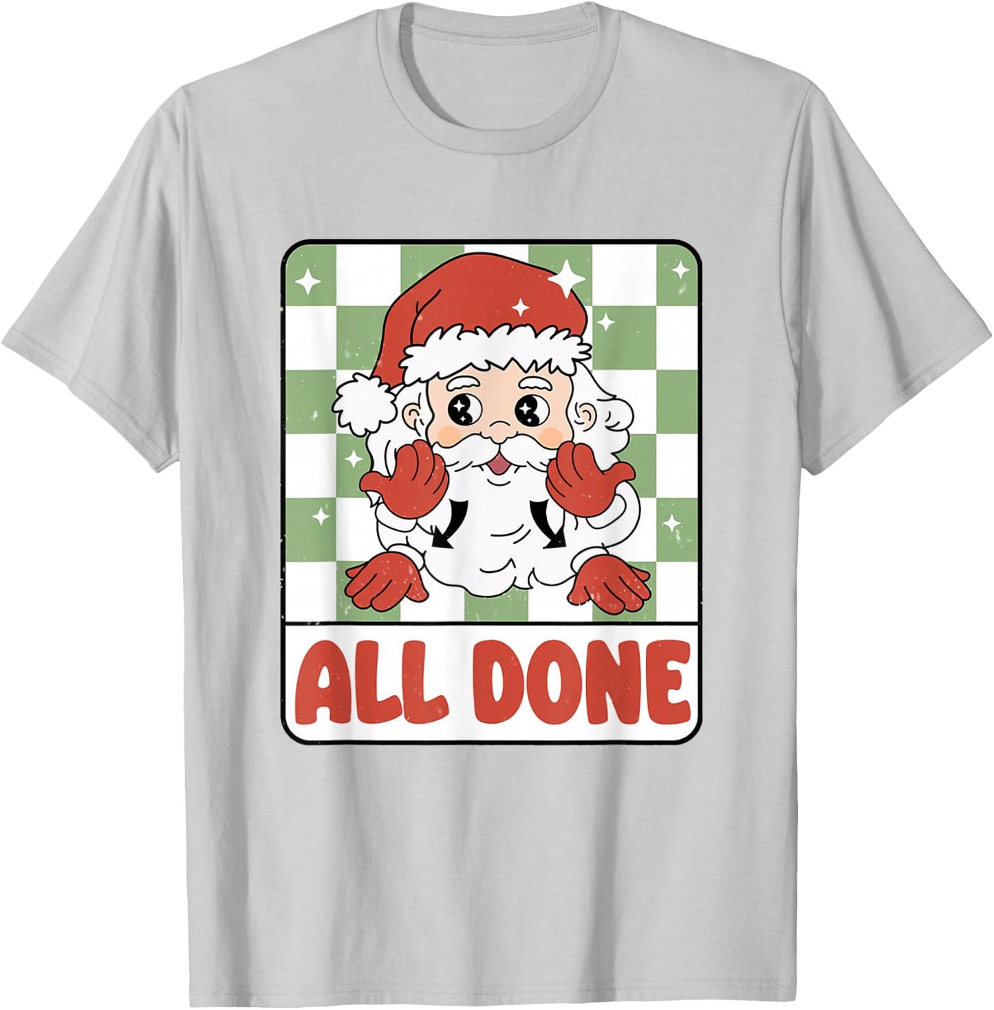 Retro Speech Therapy Christmas SLP All Done Sign Language T-Shirt - T-Shirt | Ash