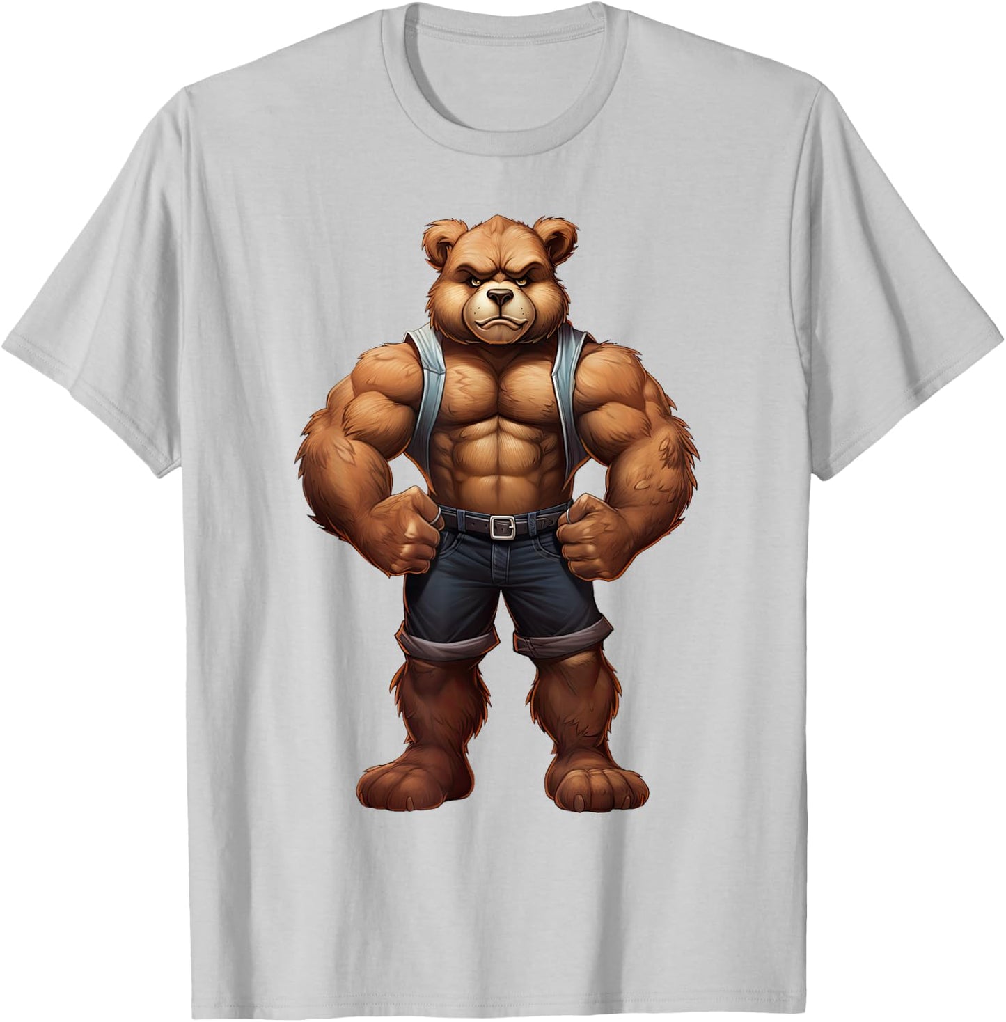 Teddy Bear Bodybuilder Muscular Body Gym Fitness T-Shirt - T-Shirt | Ash