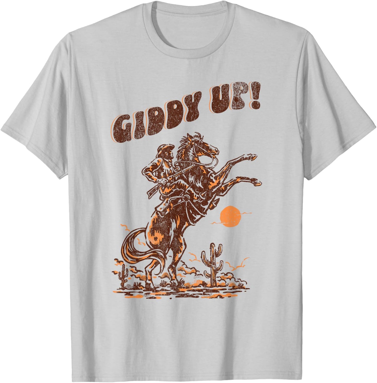 Giddy Up Horse Western Boho Hippie Design T-Shirt - T-Shirt | Ash
