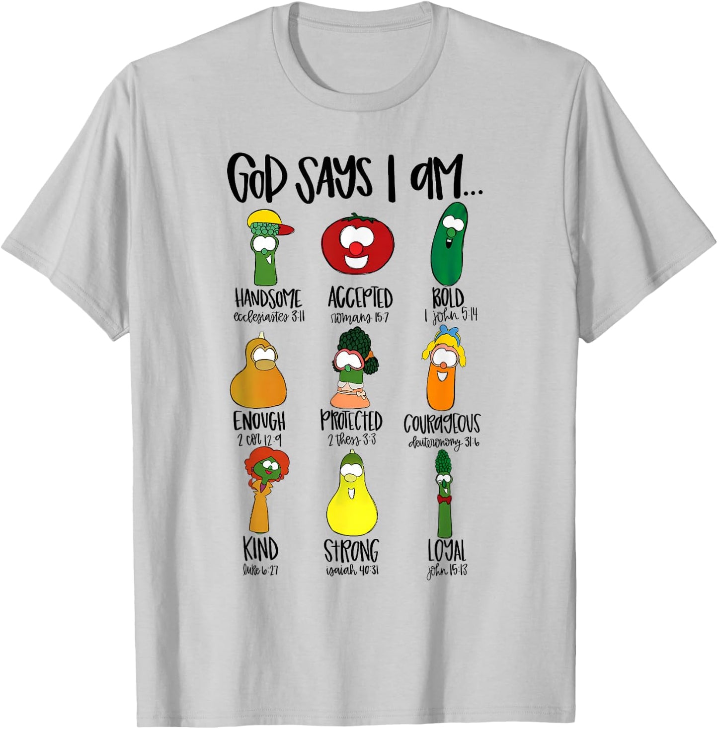 God Says Im Enough Vegetables Doodle Foodie Preppy Aesthetic T-Shirt - T-Shirt | Ash