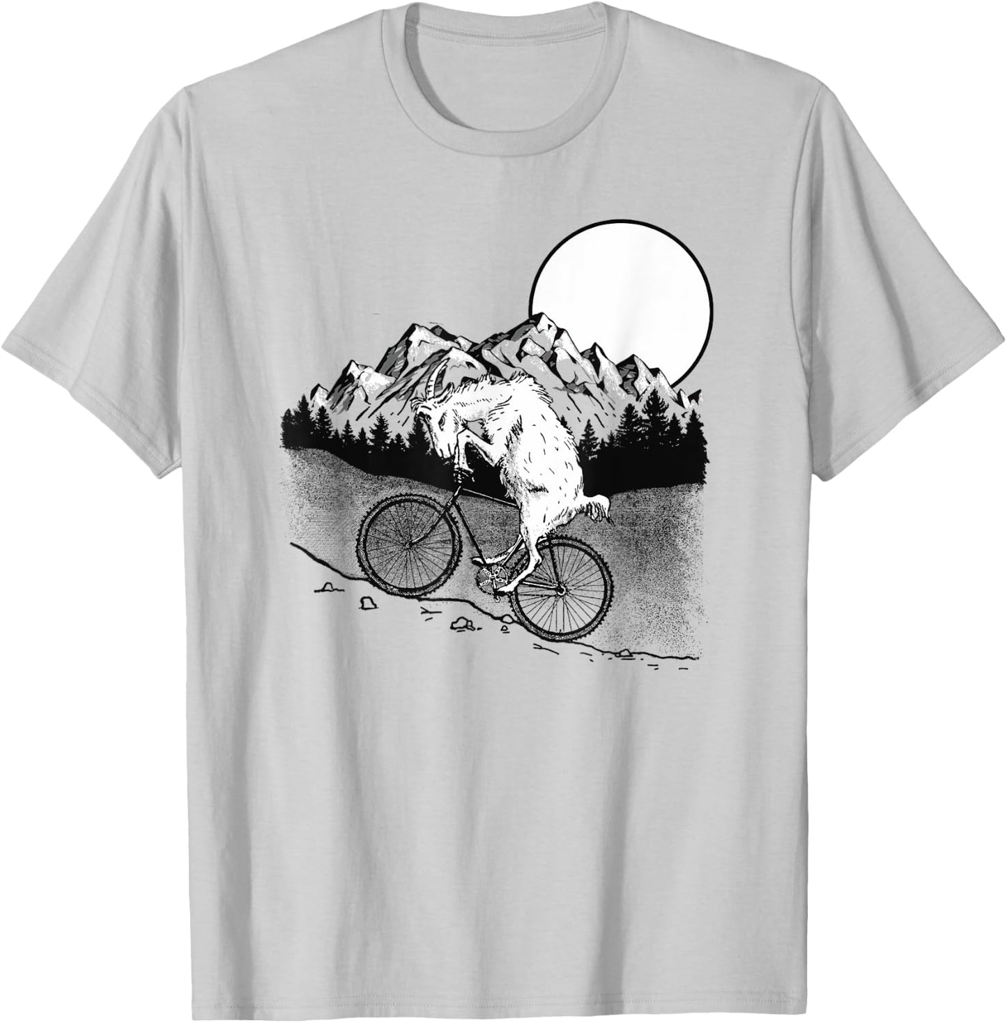 Mountain Goat Funny Mountain Biking Goat Biker Vintage 80s T-Shirt - T-Shirt | Ash
