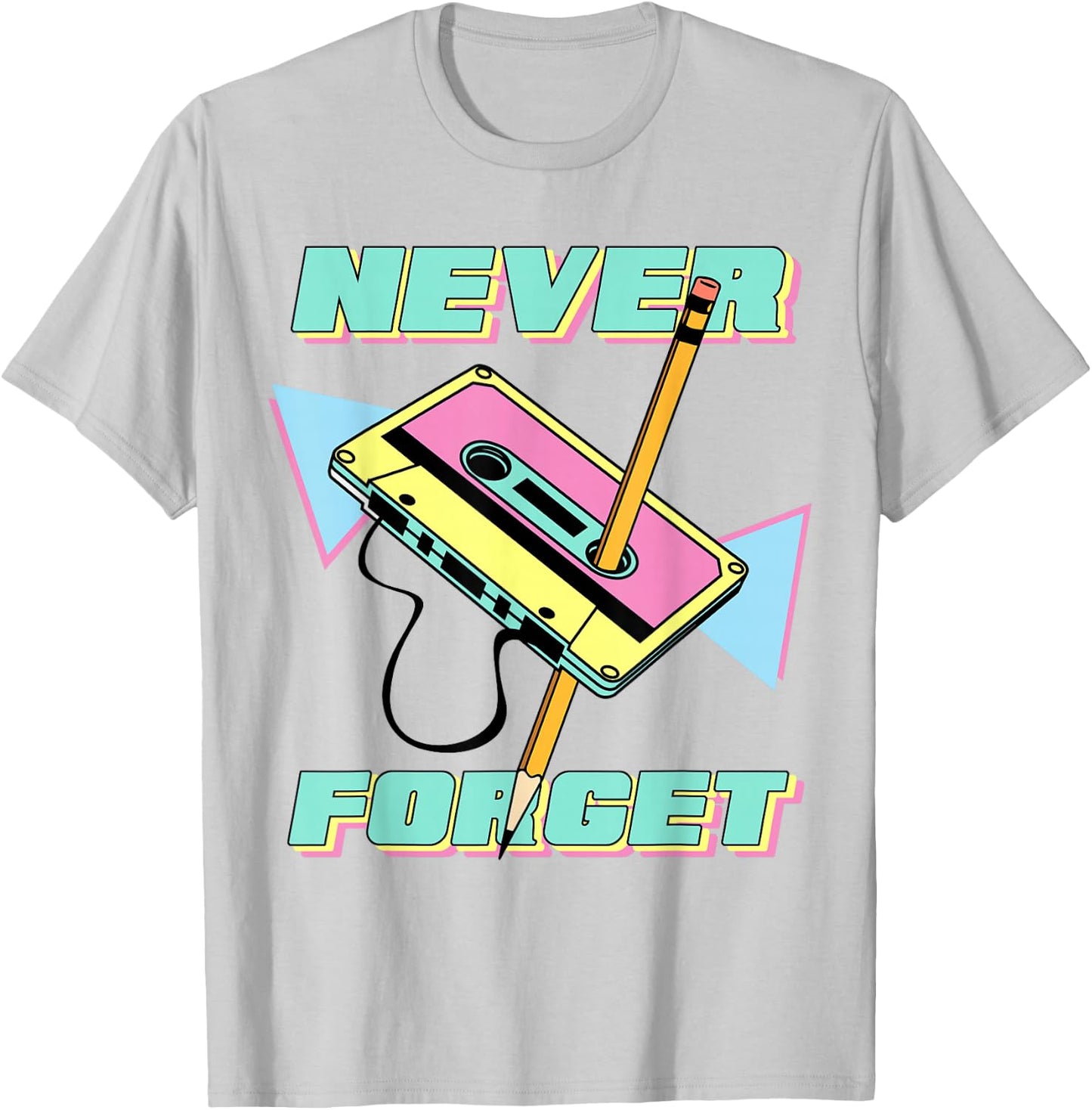 90s Party Costume 80s Never Forget Retro Cassette T-Shirt - T-Shirt | Ash