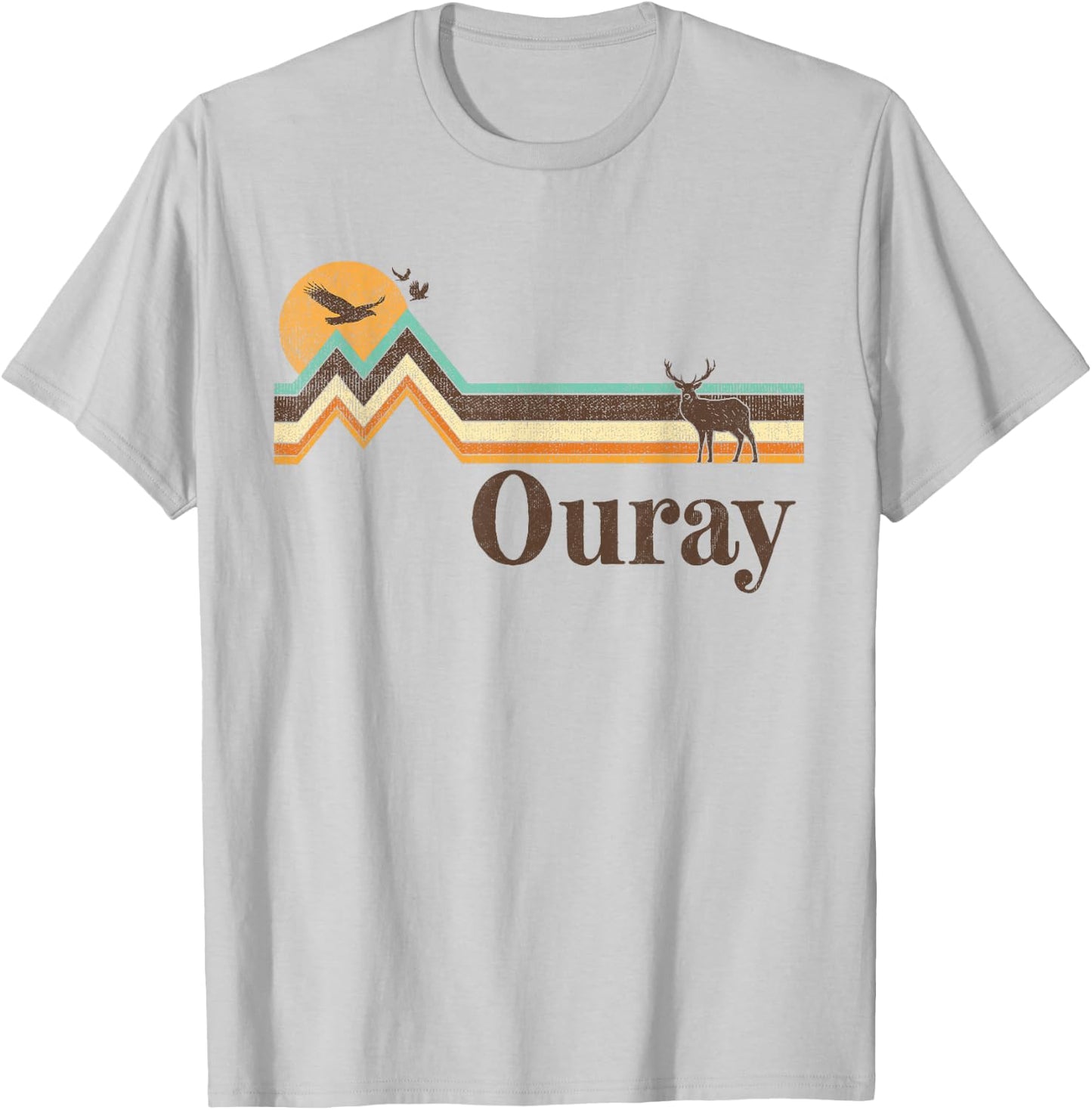 Ouray Colorado 70s 80s Retro Vintage Men Women Distressed T-Shirt - T-Shirt | Ash