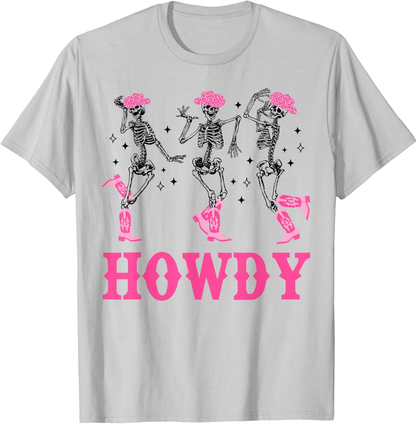 Howdy Skeleton Dancing Western Cowgirl Halloween Party T-Shirt - T-Shirt | Ash