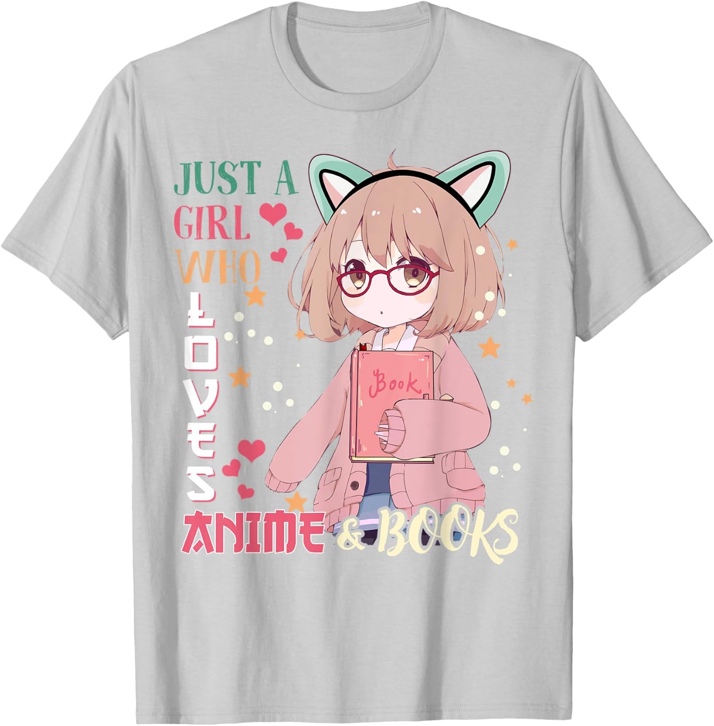 Anime-Shirt Just A Girl Who Love Anime & Books Kids Teenage T-Shirt - T-Shirt | Ash