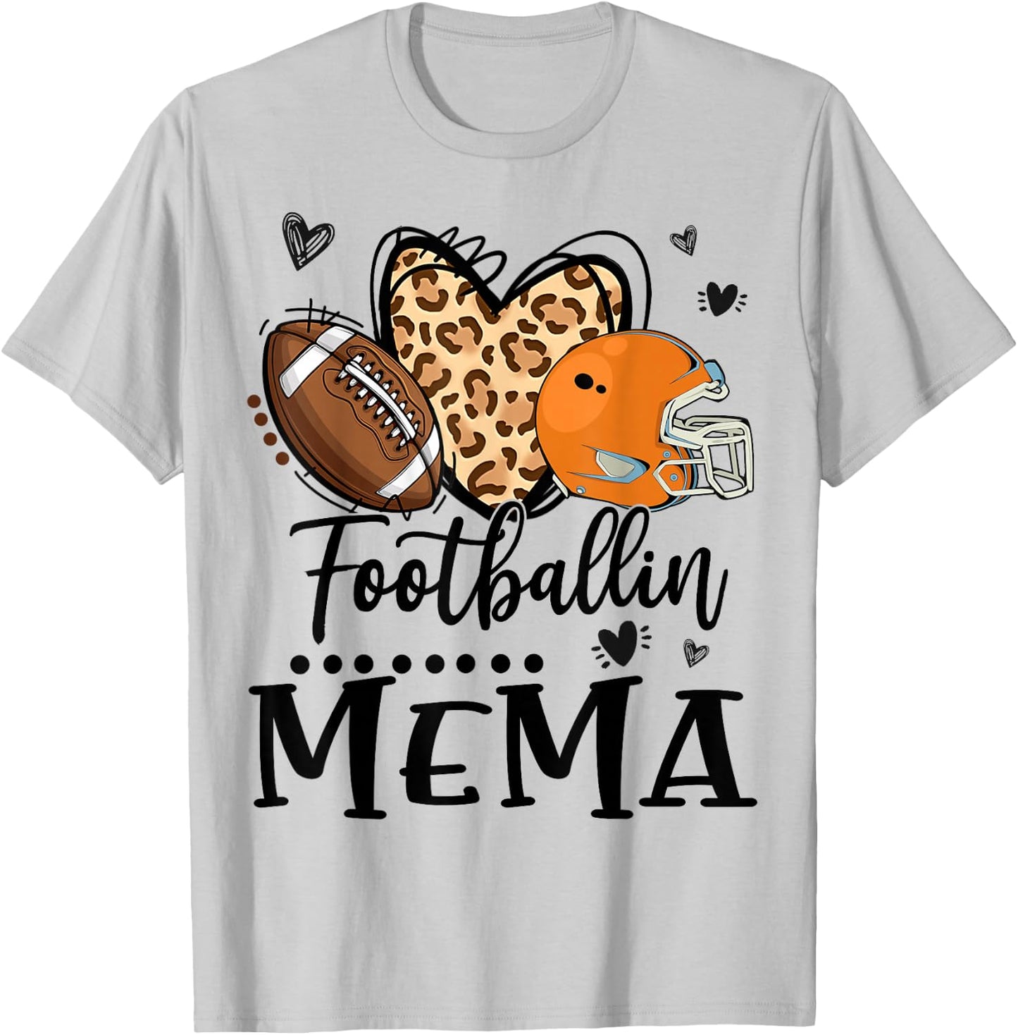 Football Mema Football Player Leopard Pattern Football T-Shirt - T-Shirt | Ash