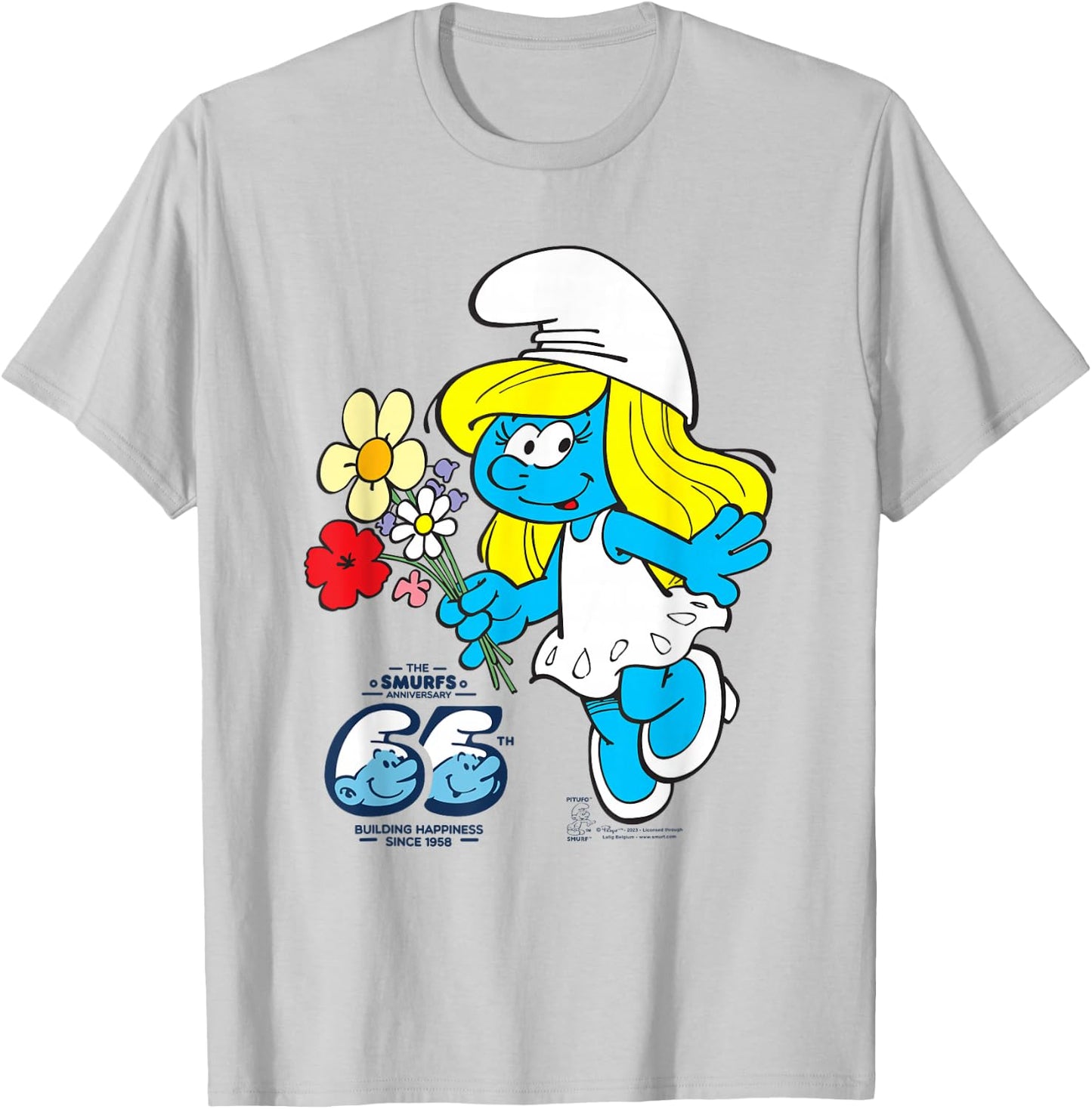 The Smurfs 65th Anniversary Smurfette T-Shirt - T-Shirt | Ash