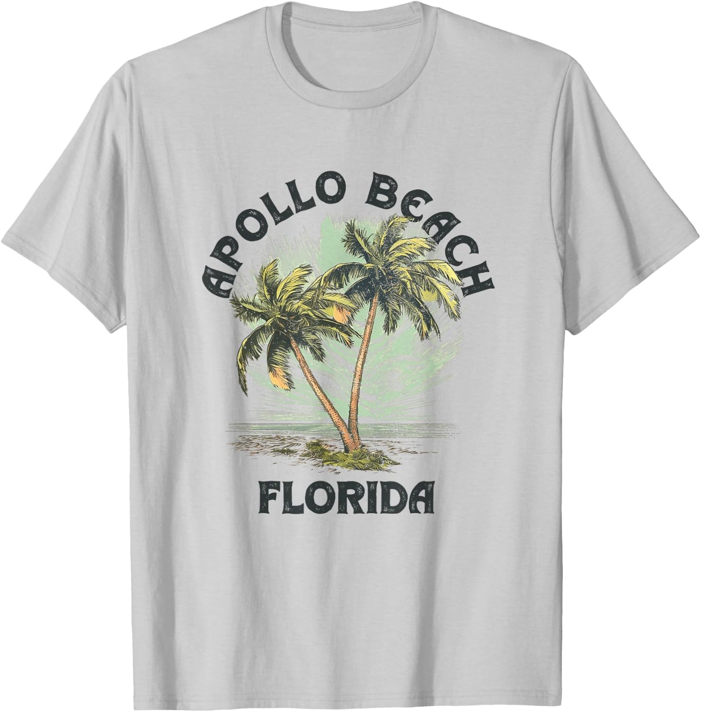 Apollo Beach Florida Palms Vintage Beach Men Women T-Shirt - T-Shirt | Ash