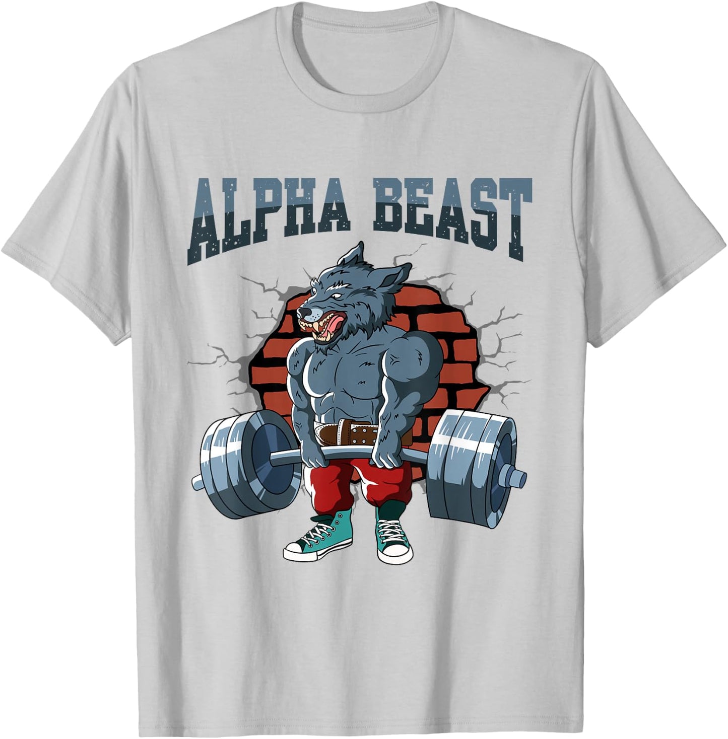 Fitness Training Pumps Alpha Wolf for Deadlift Fitness T-Shirt - T-Shirt | Ash