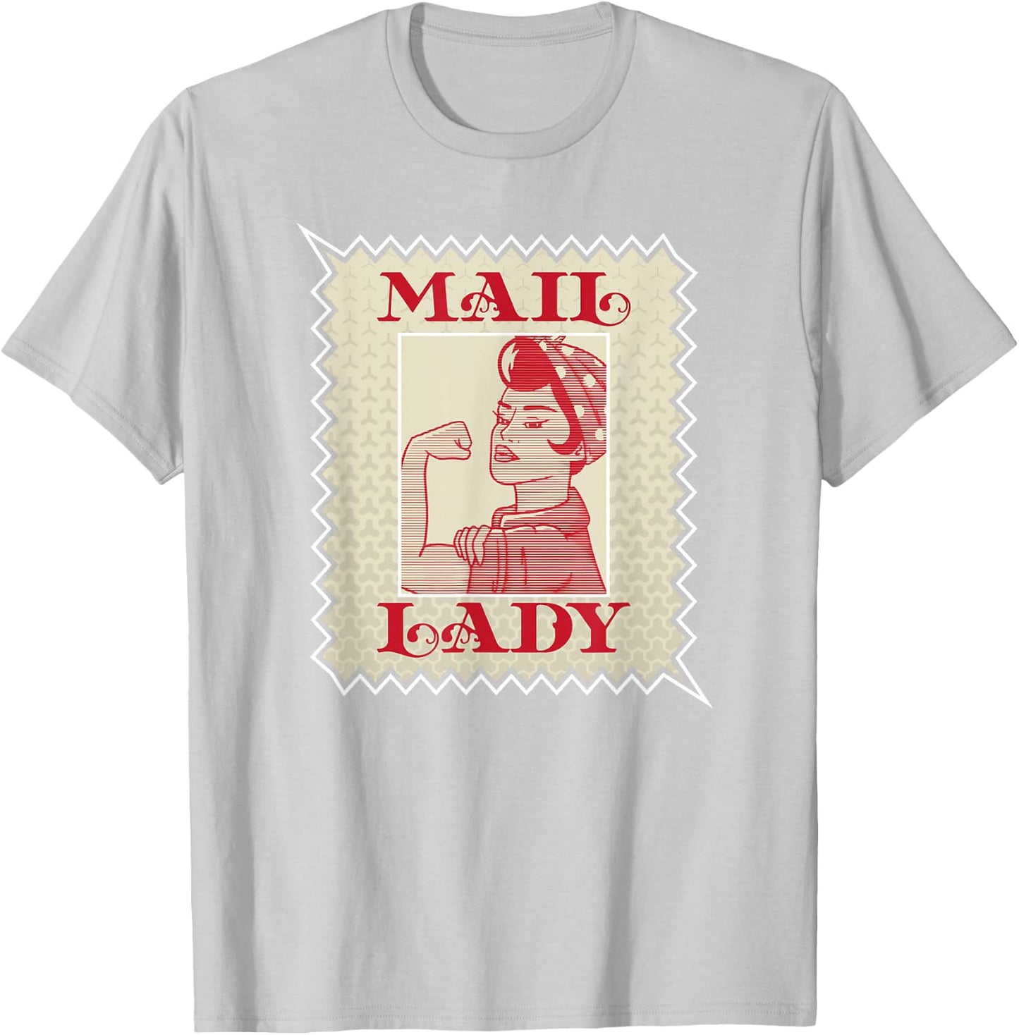 Female Postal Worker Mail Lady Stamp T-Shirt - T-Shirt | Ash