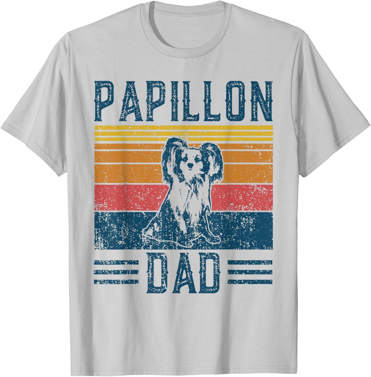 Dog Papillon Dad - Vintage Papillon Dad T-Shirt - T-Shirt | Ash