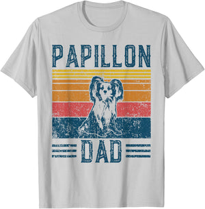 Dog Papillon Dad - Vintage Papillon Dad T-Shirt - T-Shirt | Ash