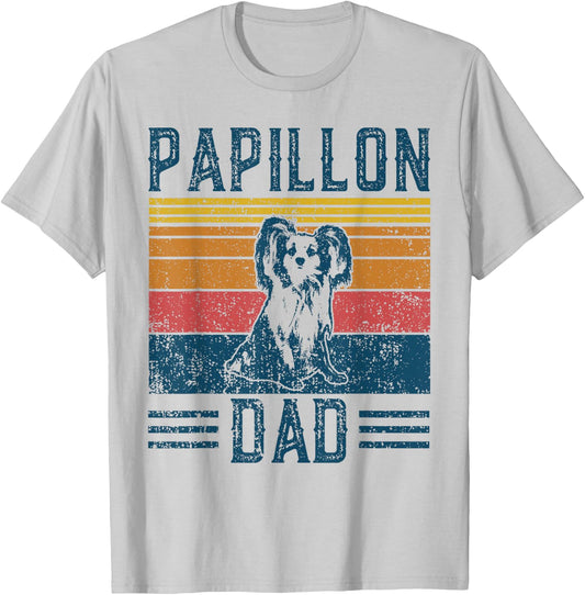 Dog Papillon Dad - Vintage Papillon Dad T-Shirt - T-Shirt | Ash