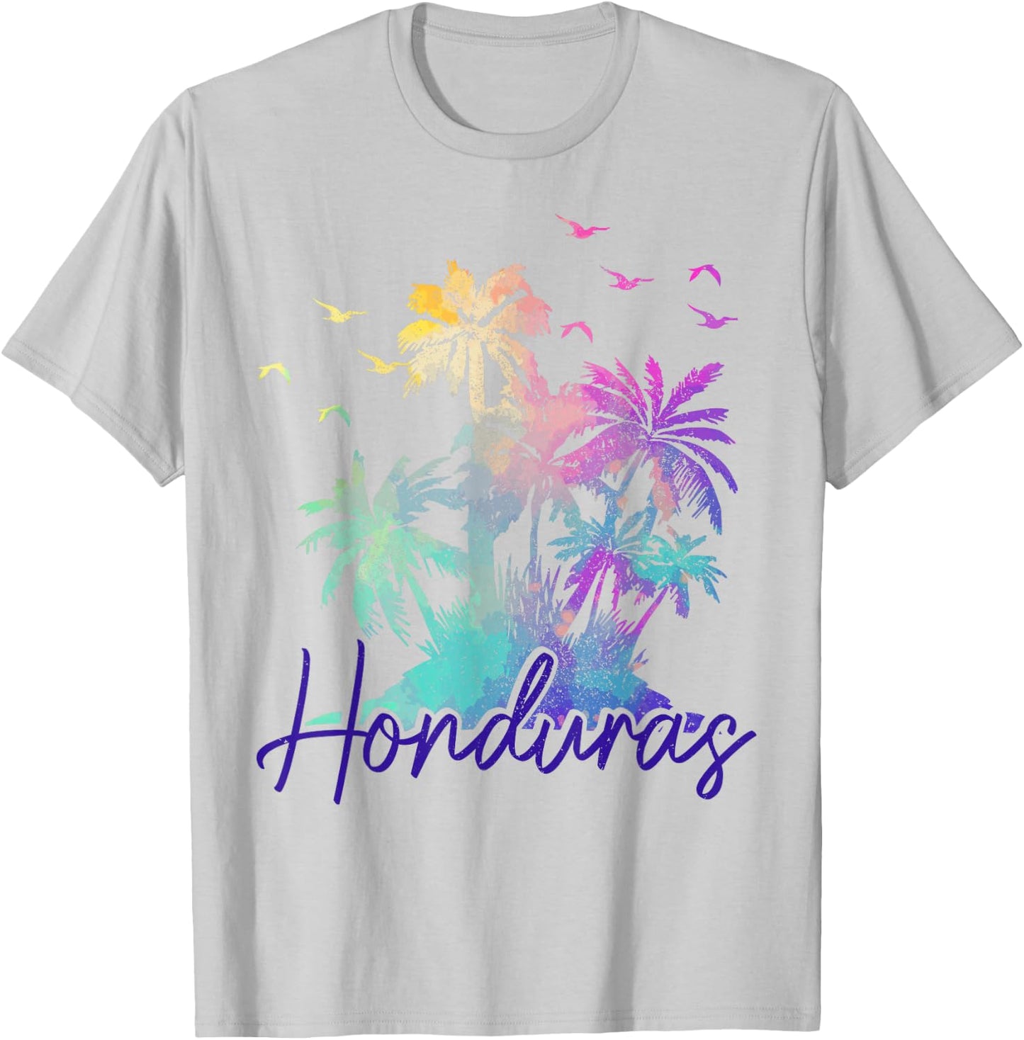 Honduras Beach Vintage Palm Trees Holiday T-Shirt - T-Shirt | Ash