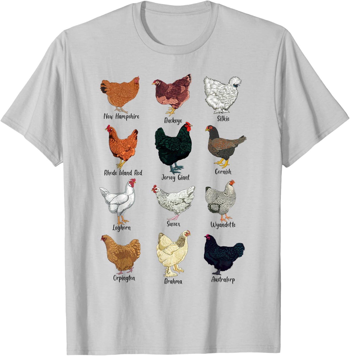 Various Chickens - Chicken Breeds T-Shirt - T-Shirt | Ash