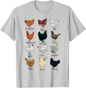 Various Chickens - Chicken Breeds T-Shirt - T-Shirt | Ash