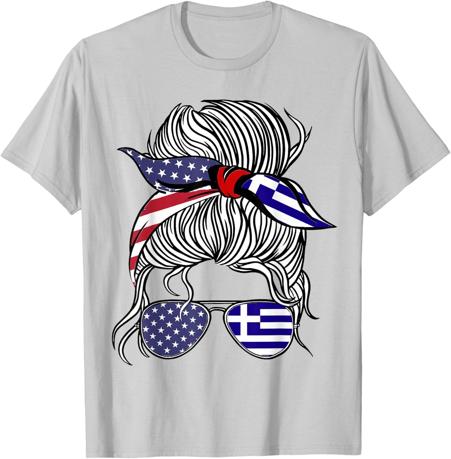 American Greek Patriot Flag Women Girl Greece Grown T-Shirt - T-Shirt | Ash