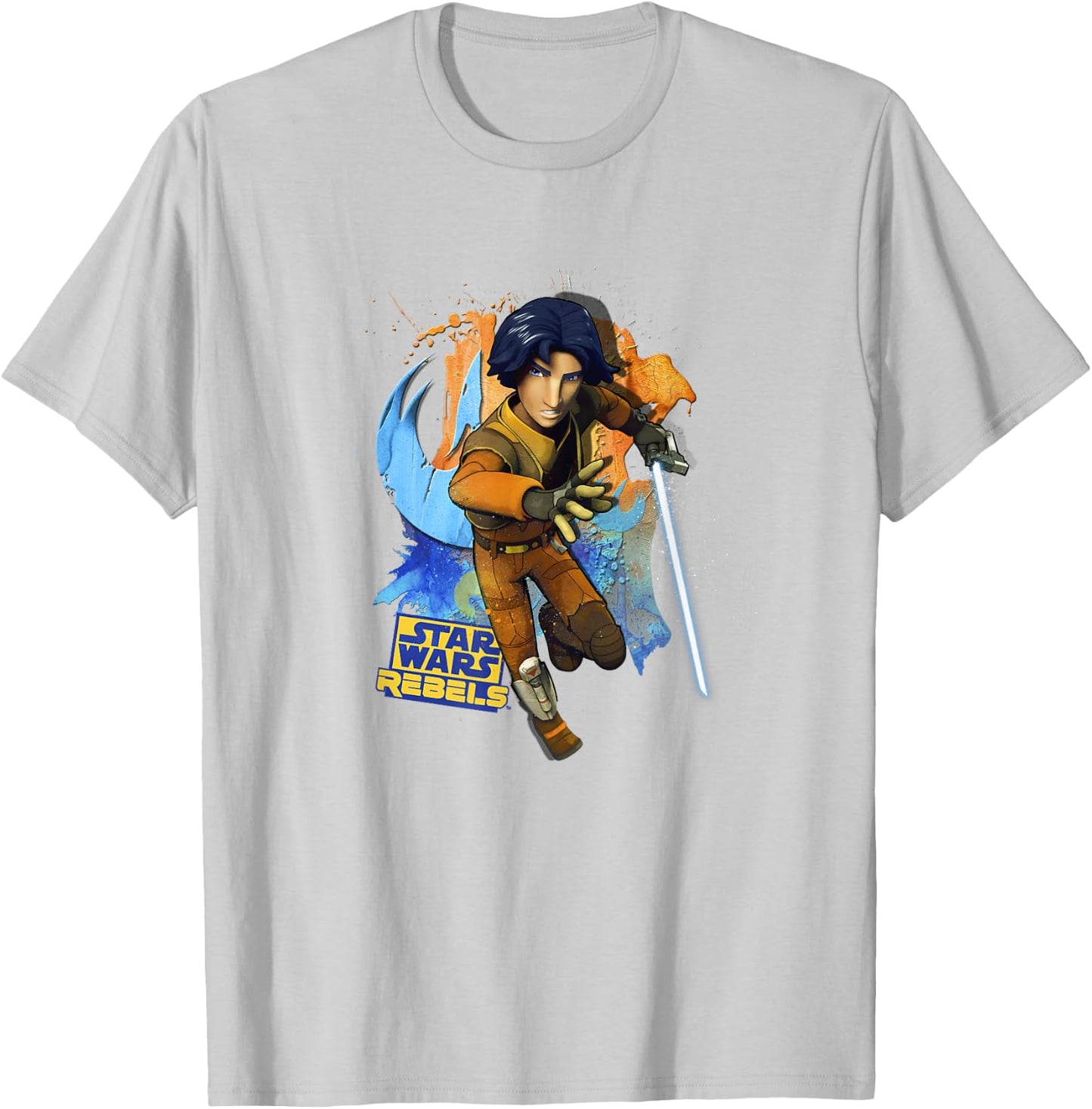 Star Wars Rebels Ezra Bridger Paint Splat Portrait T-Shirt - T-Shirt | Ash