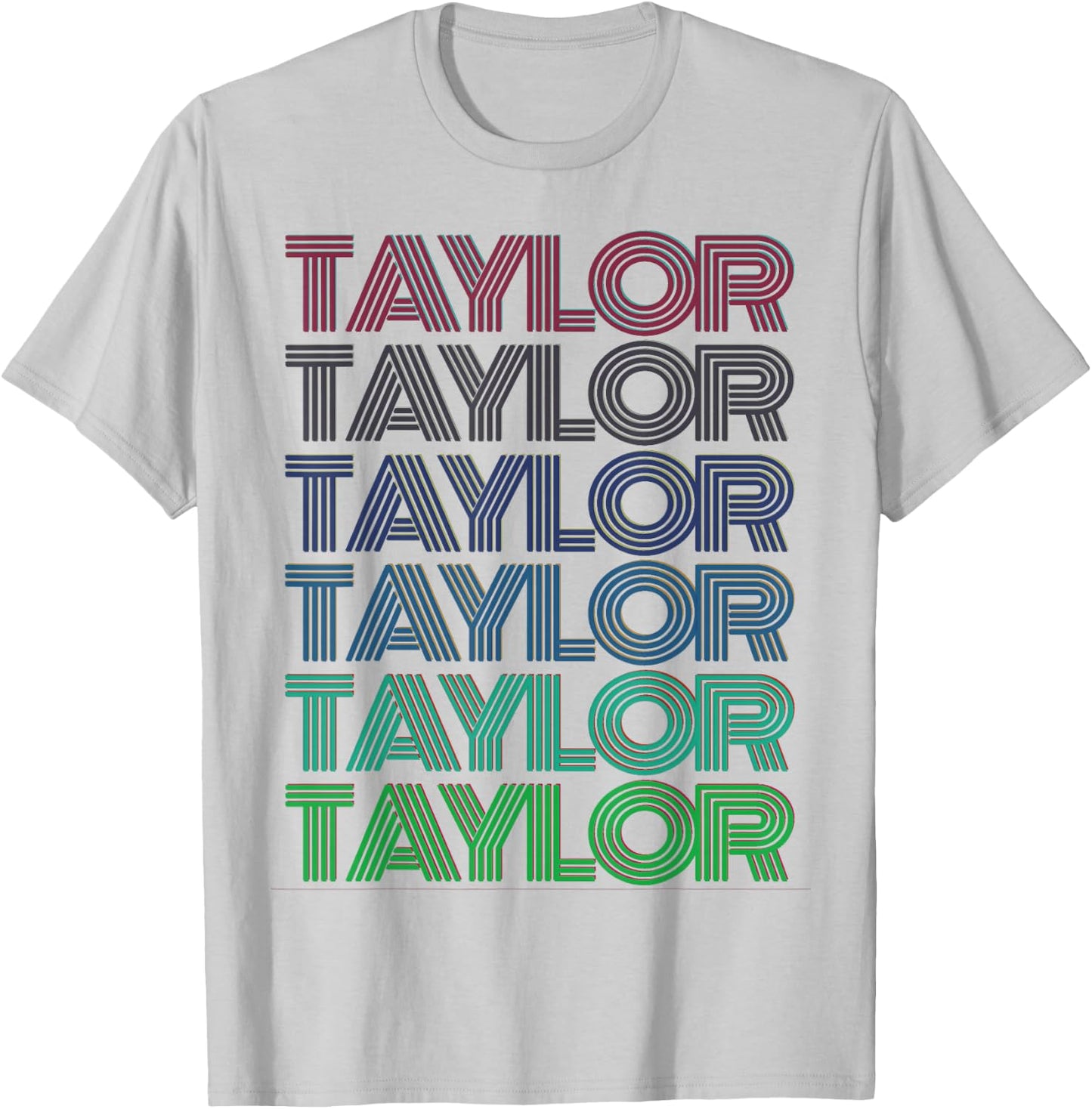 Girl Retro Taylor First Name Personalized Groovy 80's Pink T-Shirt - T-Shirt | Ash