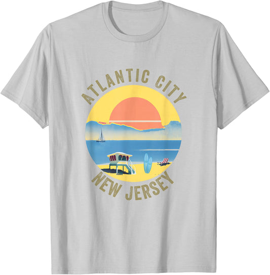 Atlantic City Souvenir Apparel - Retro Vintage Atlantic City T-Shirt - T-Shirt | Ash