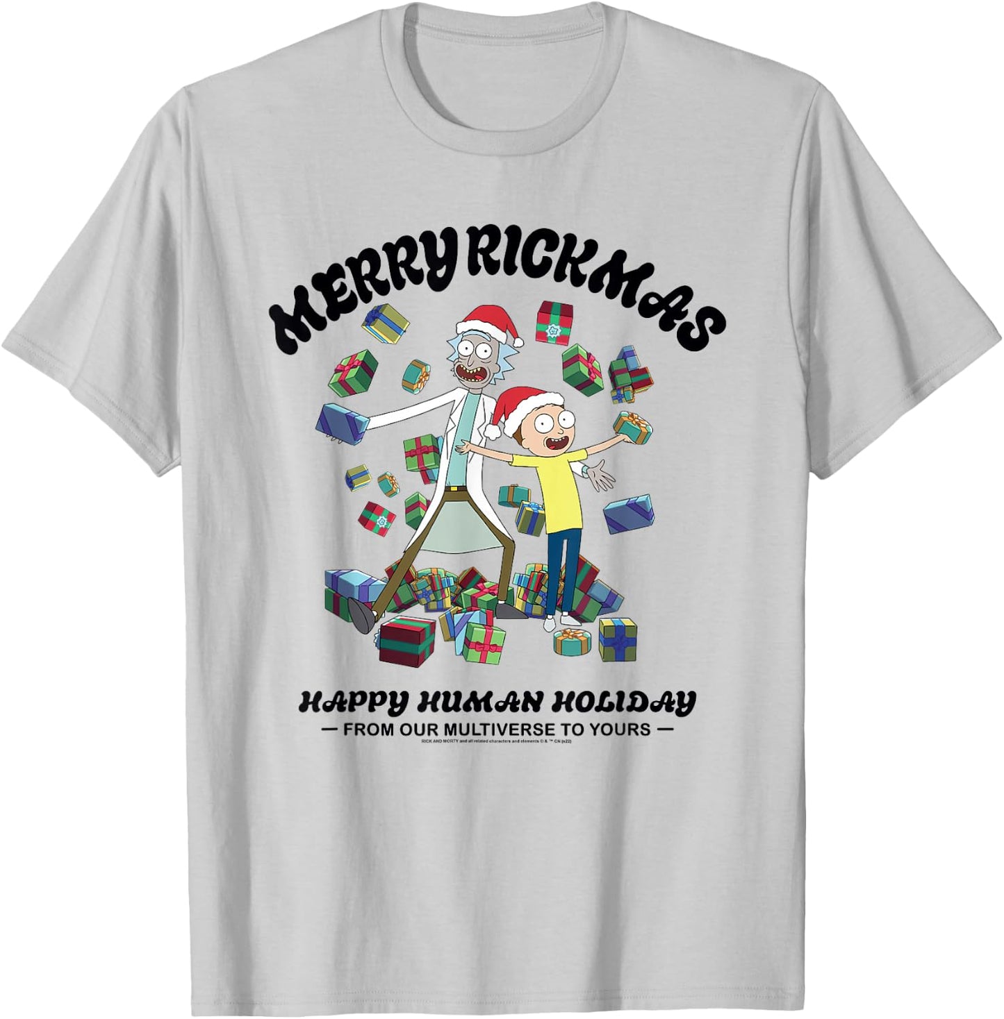 Rick and Morty Christmas Merry Rickmas Light T-Shirt - T-Shirt | Ash