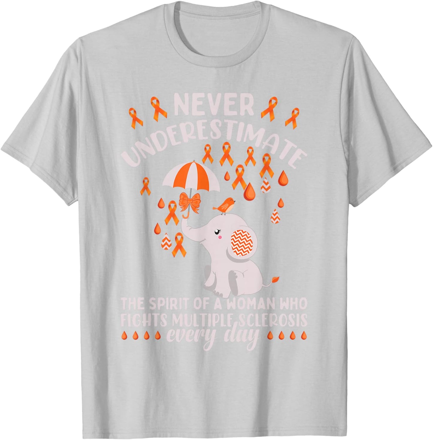 Multiple Sclerosis Awareness Month Cute MS Elephant T-Shirt - T-Shirt | Ash