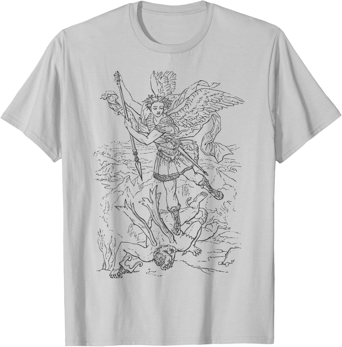 St Saint Michael the Archangel Catholic Angel Warrior T-Shirt - T-Shirt | Ash