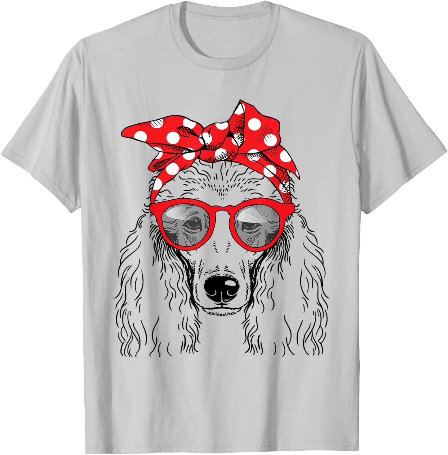 Poodle Dog Mom Bandana Sunglasses Mother's Day Men Women T-Shirt - T-Shirt | Ash