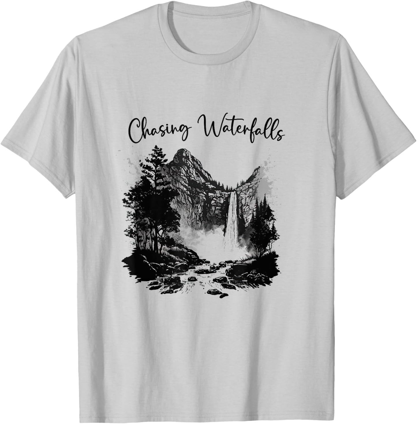 Hiking Hiking Chasing Waterfalls Hikers Nature Lover T-Shirt - T-Shirt | Ash