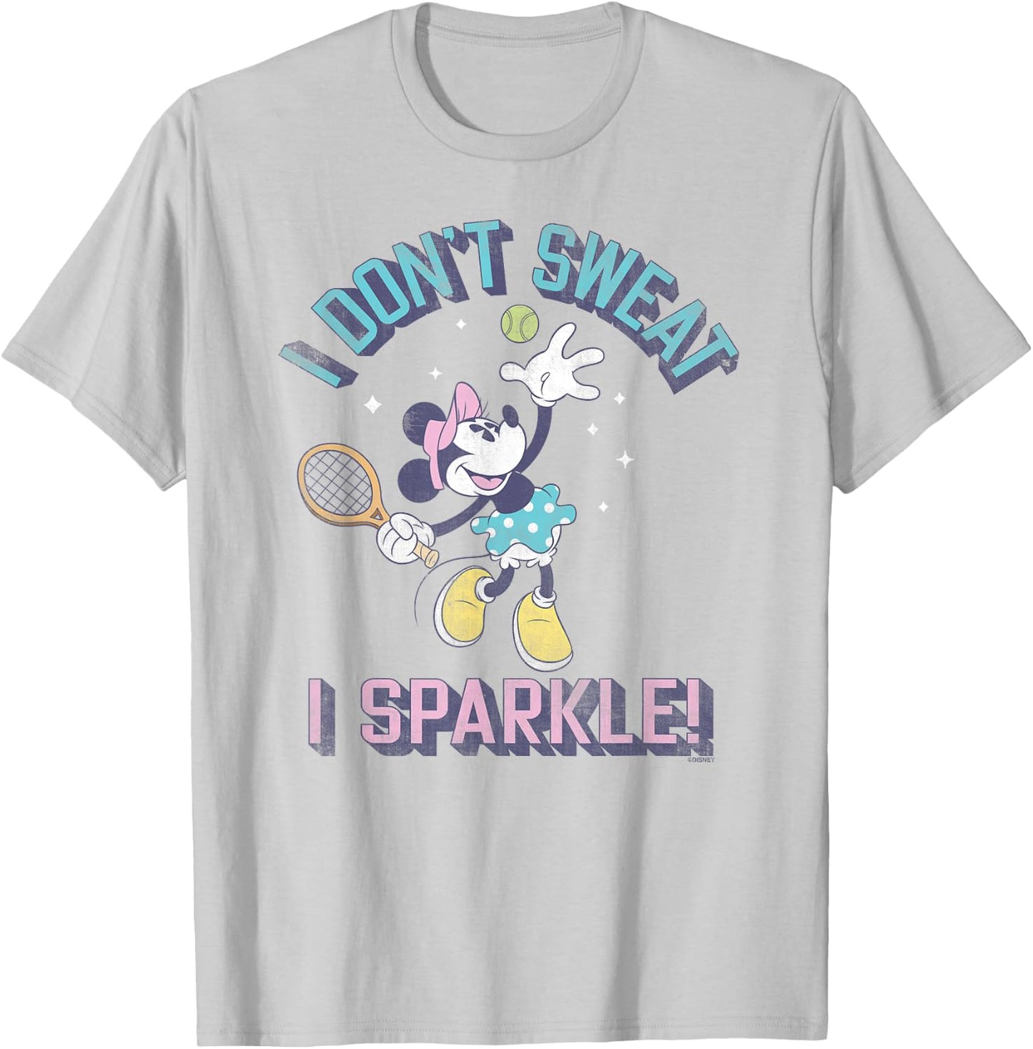 Disney Minnie Mouse Sports Tennis I Don't Sweat, I Sparkle! T-Shirt - T-Shirt | Ash