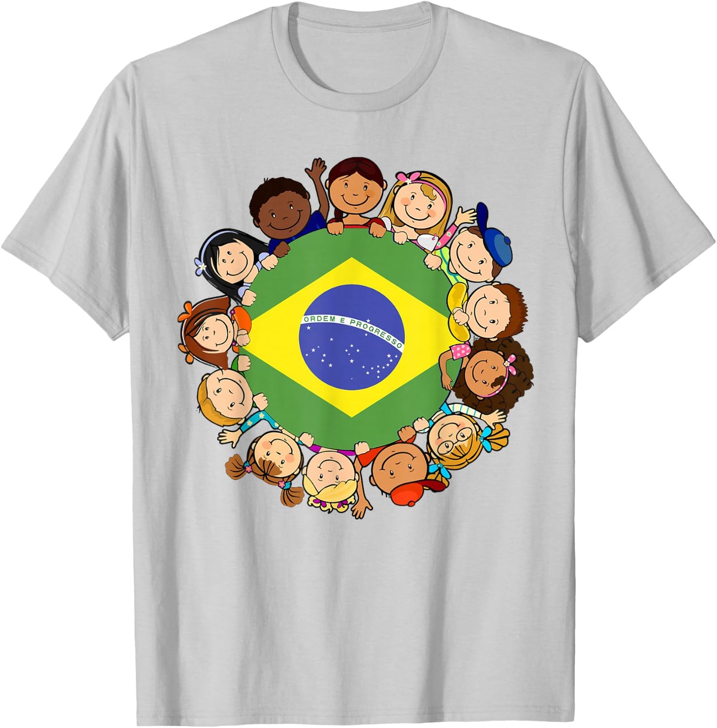 Brazil Kids Brazilian Flag Hispanic Heritage Month Girl Boy T-Shirt - T-Shirt | Ash