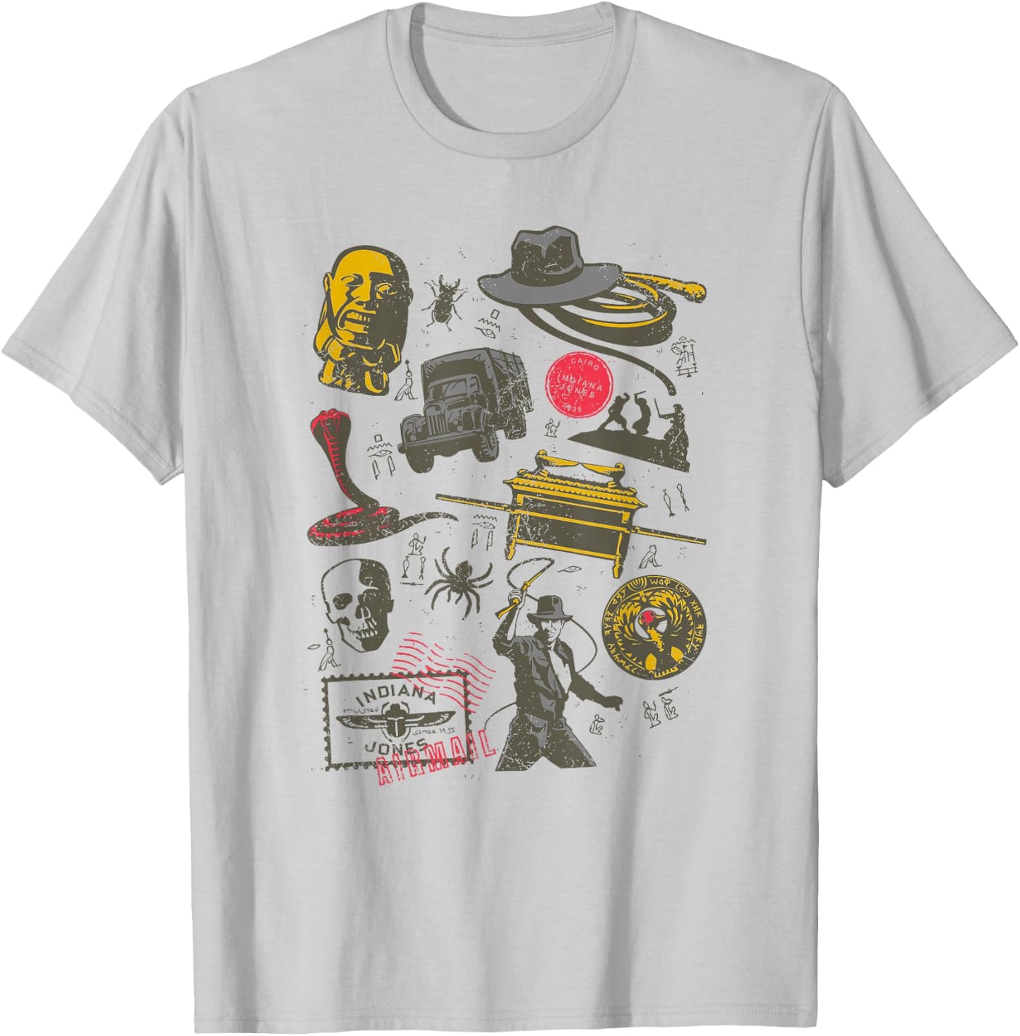 Indiana Jones Raiders of The Lost Ark Adventure Icons T-Shirt - T-Shirt | Ash