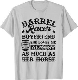 Vintage Barrel Racer Boyfriend Meme Horse Racing Lover T-Shirt - T-Shirt | Ash
