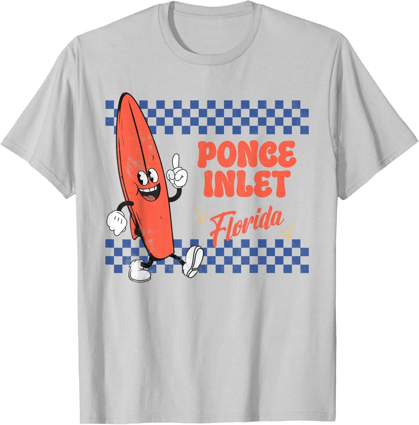 Ponce Inlet Florida Retro Surfer Vintage Beach T-Shirt - T-Shirt | Ash