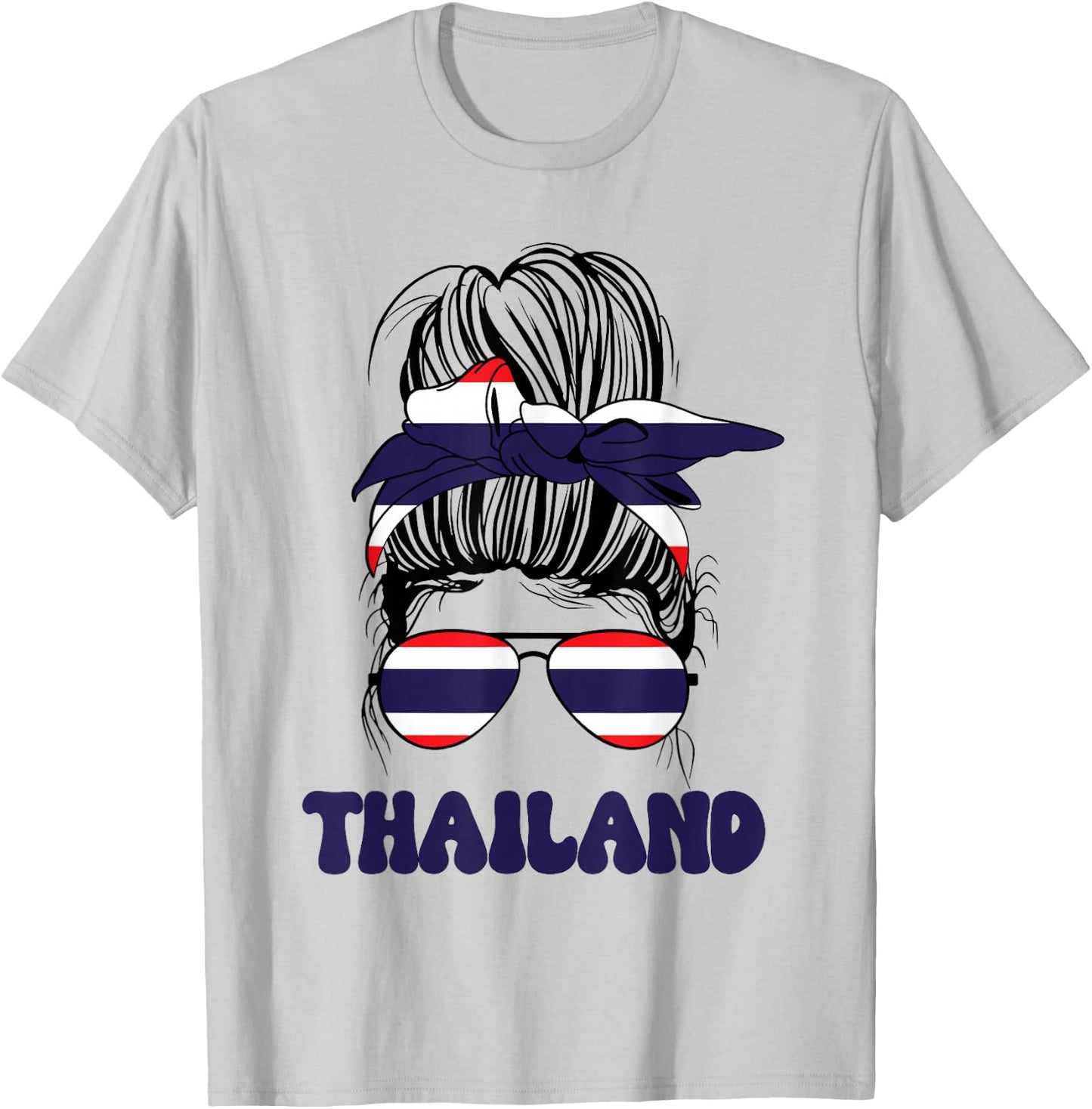 Thai Women Messy Bun, Thailand Flag For Thai Girls T-Shirt - T-Shirt | Ash
