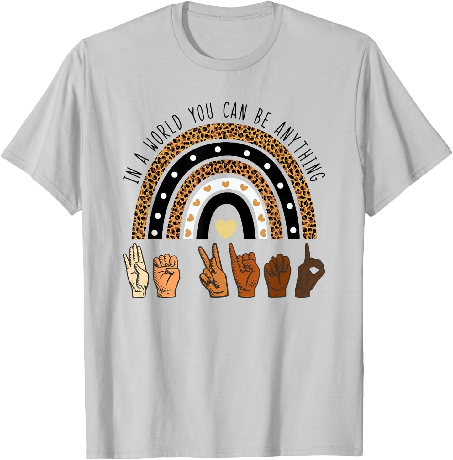 Rainbow Be Kind Sign Language We Wear Orange for Unity Day T-Shirt - T-Shirt | Ash