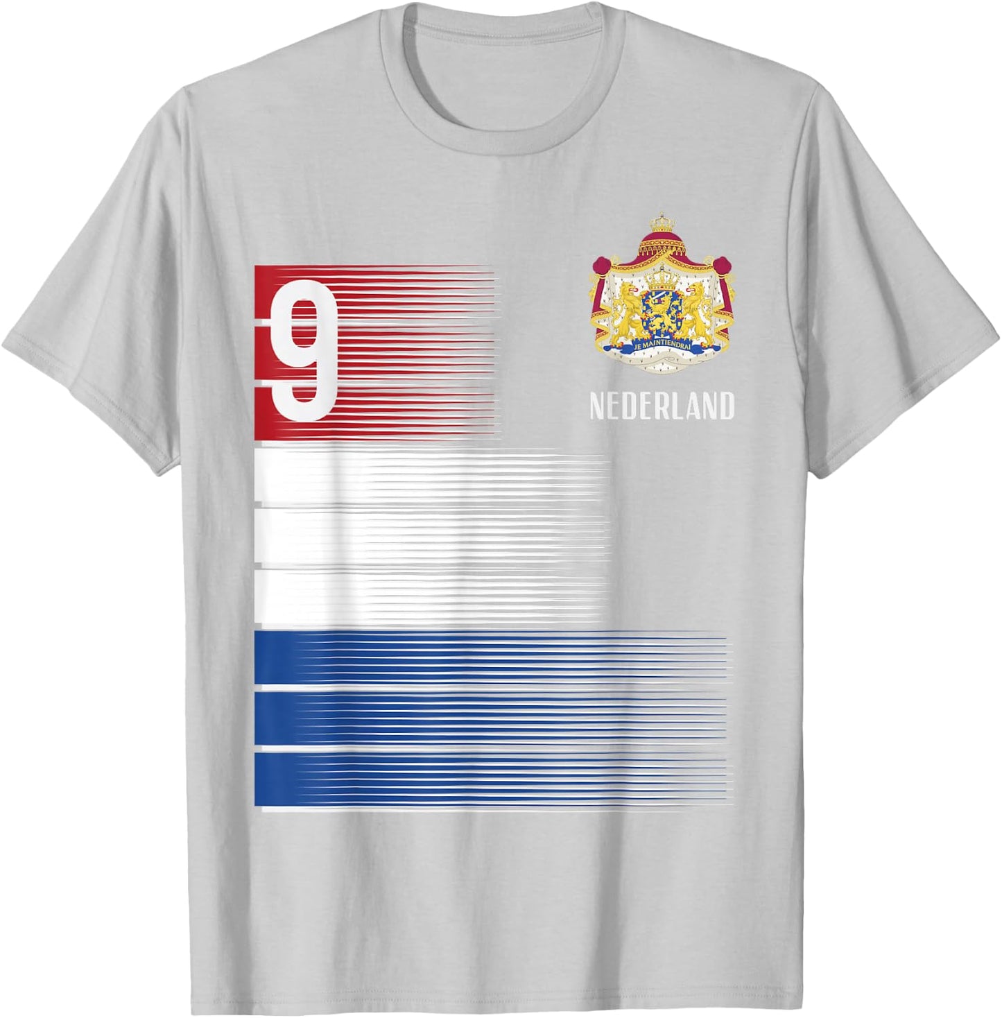 Netherlands Flag Number 9 Dutch Soccer Men Women Kids Boys T-Shirt - T-Shirt | Ash