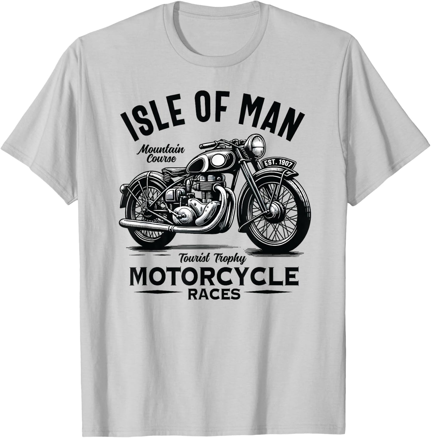 Isle of Man TT Races Vintage Motorcycle Retro Design T-Shirt - T-Shirt | Ash