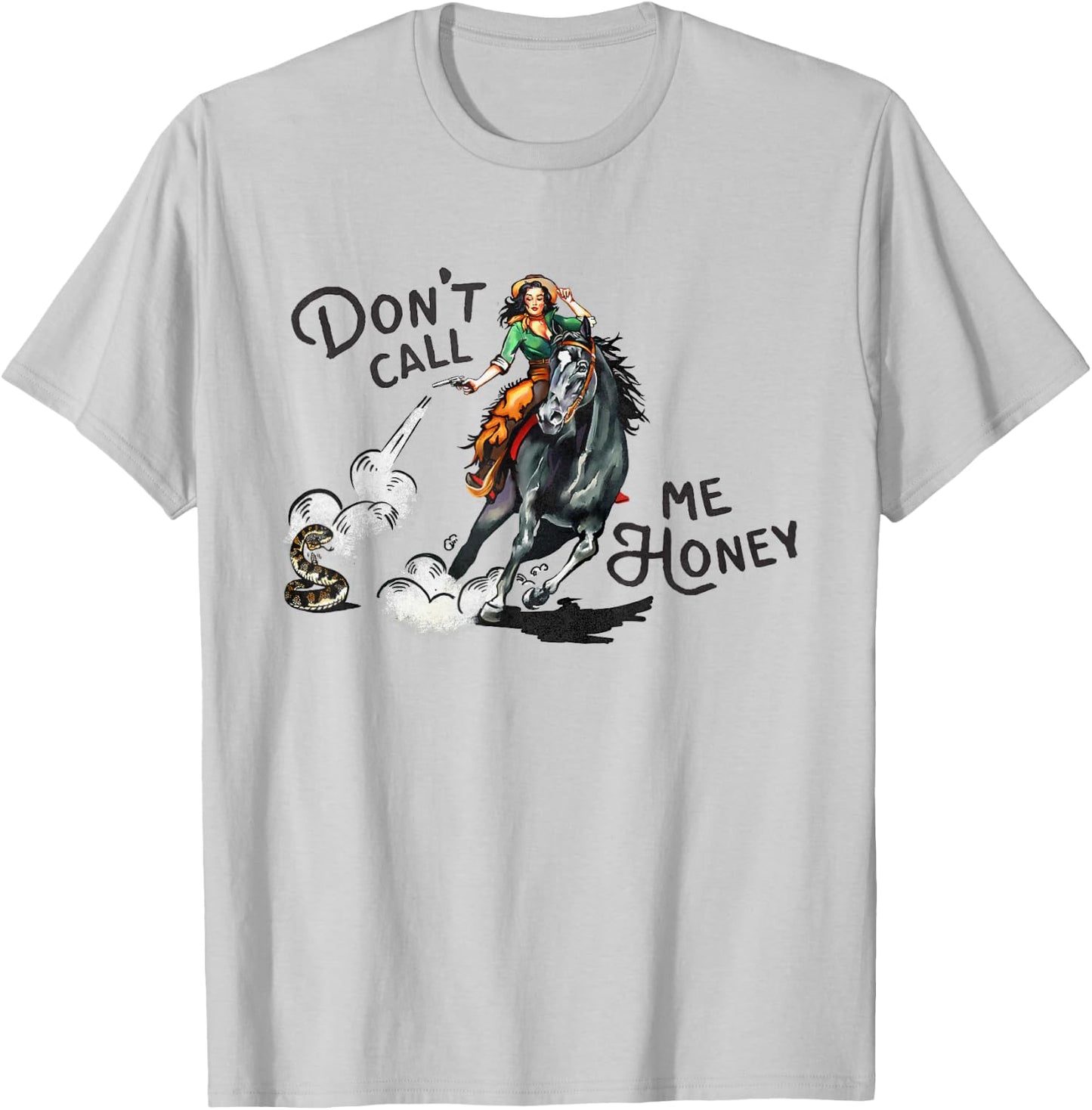Cool Vintage Wild West Pin Up Girl Cowgirl Cowboy Horseback T-Shirt - T-Shirt | Ash