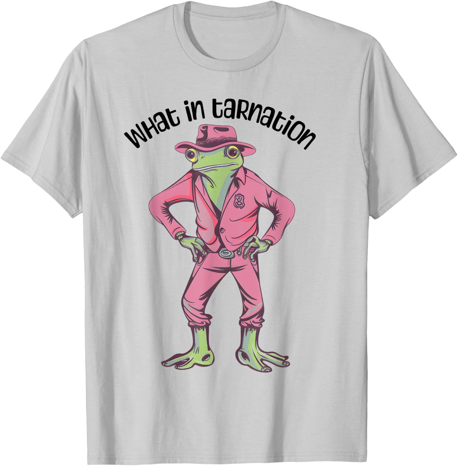 Cowgirl Frog Funny Western Frog Country Frogcore Pink Cowboy T-Shirt - T-Shirt | Ash