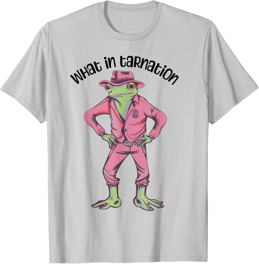 Cowgirl Frog Funny Western Frog Country Frogcore Pink Cowboy T-Shirt - T-Shirt | Ash