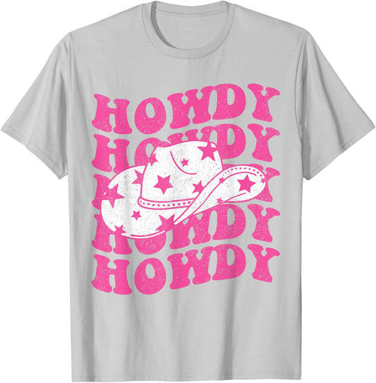 Howdy Southern Western Girl Country Rodeo Pink Cowgirl Women T-Shirt - T-Shirt | Ash