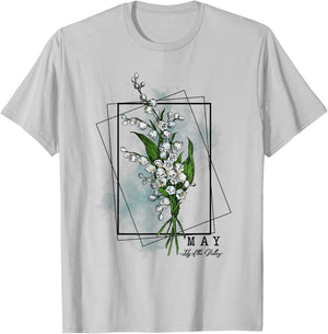 Birth Month Flowers May Lily of the Valley Women Girls T-Shirt - T-Shirt | Ash