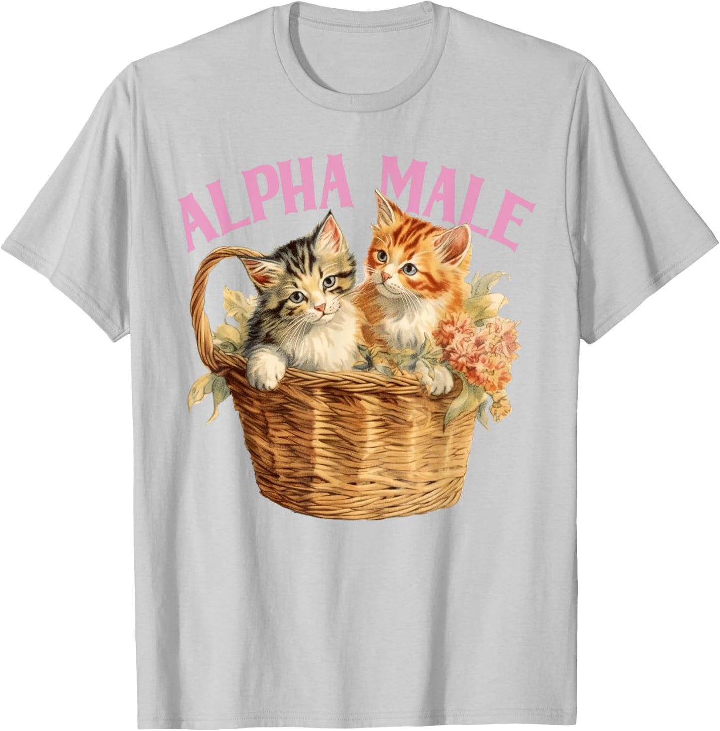 Alpha Cat Male Ironic Funny Kitten Weird Y2K Humor Kittens T-Shirt - T-Shirt | Ash