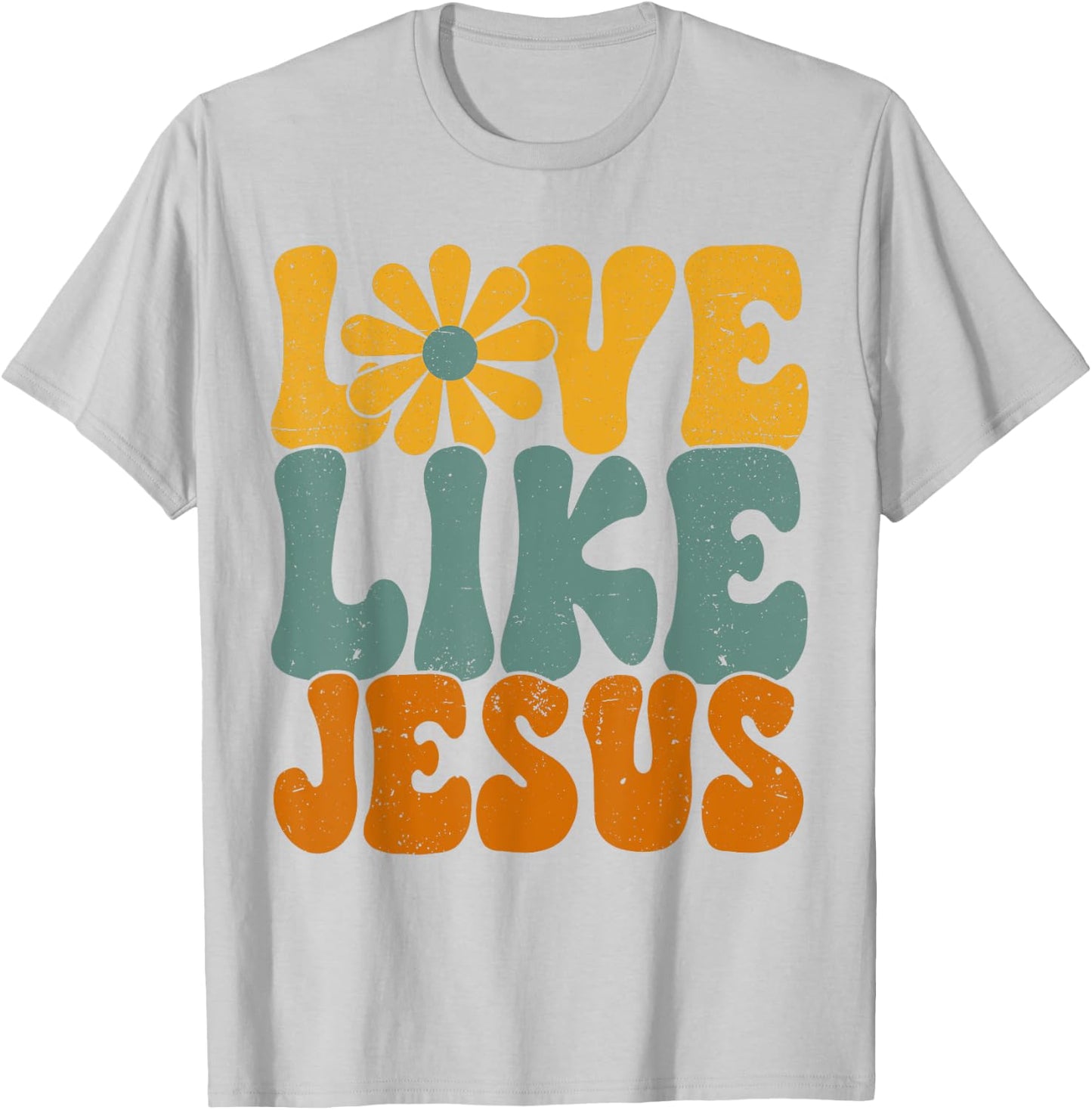 Christian Retro Love Like Jesus Religious Faith God 70s T-Shirt - T-Shirt | Ash