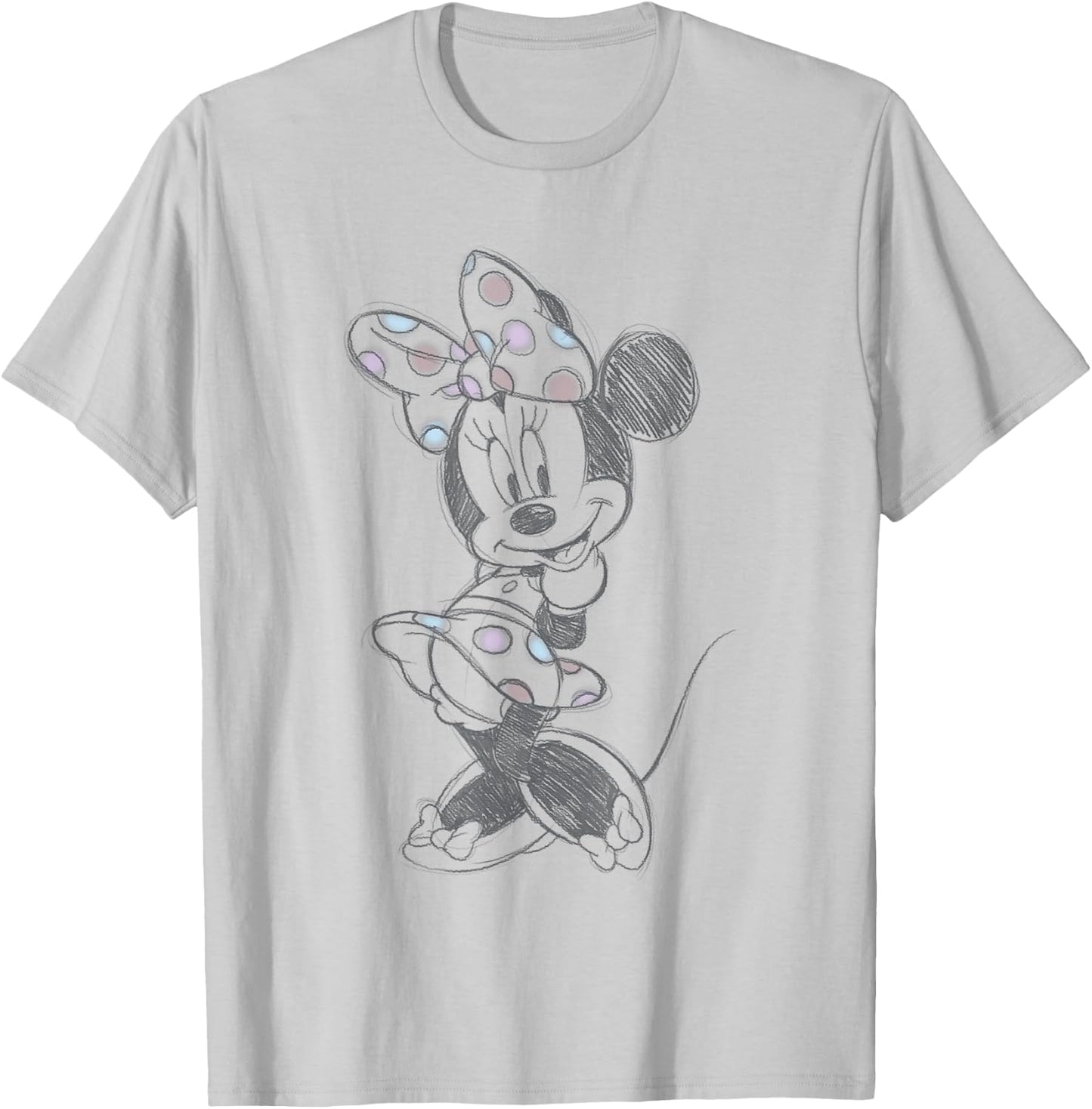 Disney Minnie Mouse Vintage Sweetie Pastel Polka Dot Sketch T-Shirt - T-Shirt | Ash
