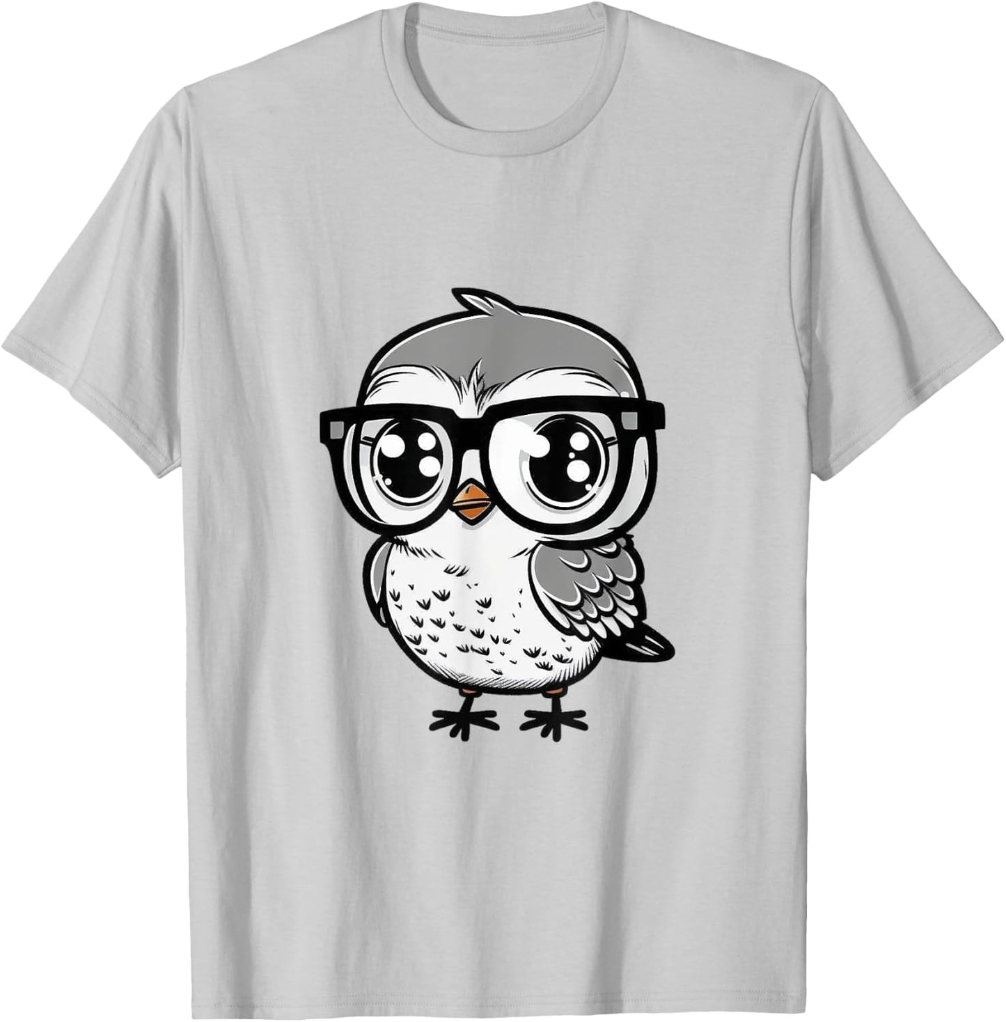 Nerdy Birdy Kawaii Cute Happy Bird with Glasses Animal T-Shirt - T-Shirt | Ash