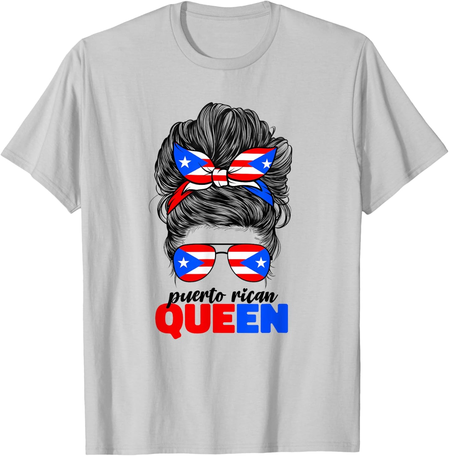 Puerto Rican Queen Boricua Puerto Rico PR Flag T-Shirt - T-Shirt | Ash