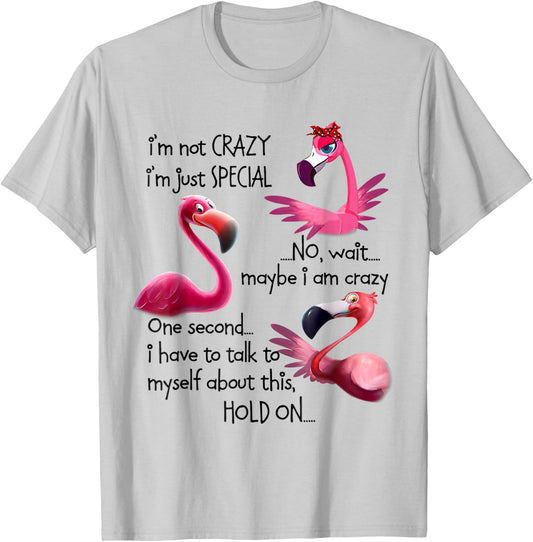 I'm Not Crazy I'm Just Special Funny Flamingo Saying T-Shirt - T-Shirt | Ash
